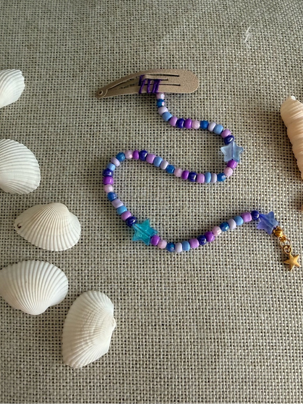 Handmade beaded beach mermaid hair extension clip barrette summer boho in Star